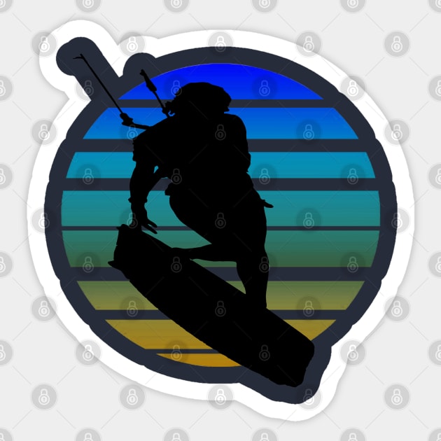 Kitesurfing Female Rider Silhouette Retro Sunset Sticker by taiche